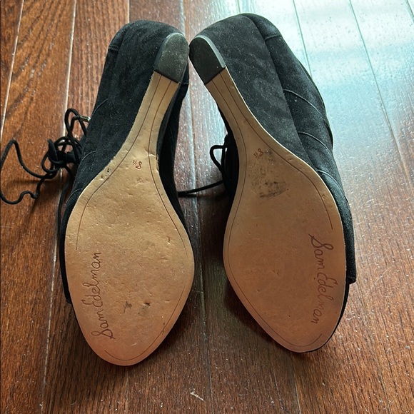 Sam Edelman Black Suede Wedge Ankle Boots - Picture 4 of 4
